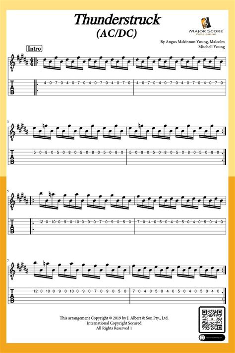 Thunderstruck Guitar Tabs (AC/DC) in 2024 | Guitar tabs, Guitar tabs songs, Guitar tabs for ...