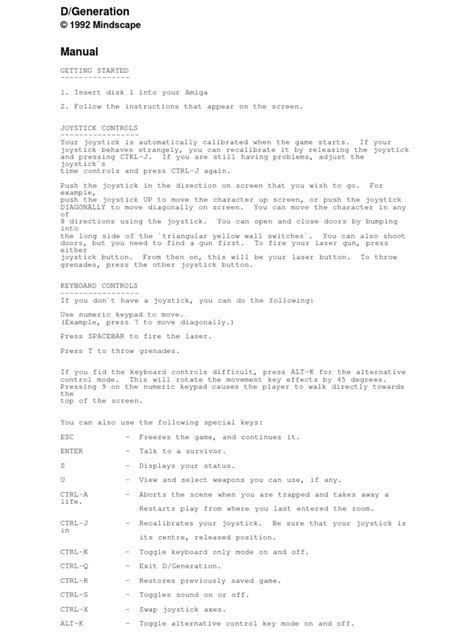 AMIGA - DGeneration Manual | PDF | Computer Keyboard | Security Alarm