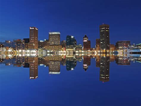 Downtown Baltimore Maryland Dusk Skyline Reflection Photograph by ...