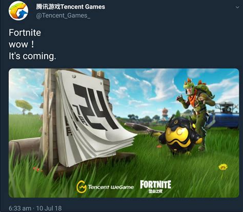 Is this real? tencent games that work with epic games just tweeted this ...