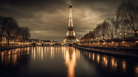 Paris Eiffel Tower Night On The River Background, The Picture Of The Eiffel Tower, Eiffel Tower ...