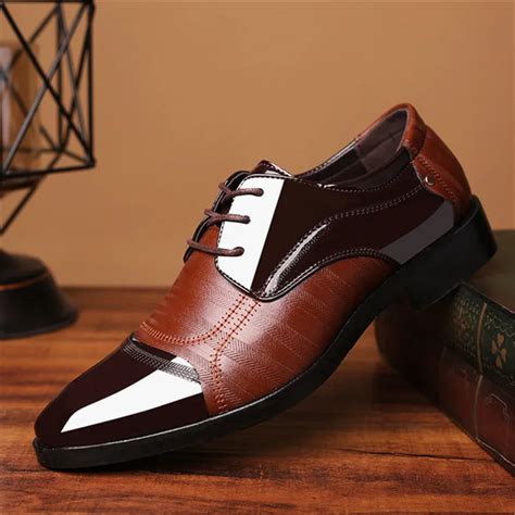 new Business Man Flat Classic Men Dress Shoes Leather Wingtip Carved ...