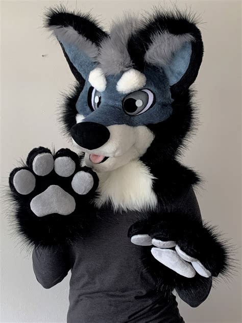 Black-grey Wolf Fursuit Head and Handpaws - Etsy UK