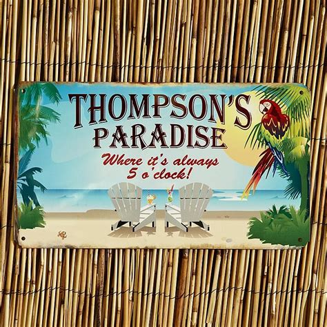 Paradise Metal Sign | Beach signs, Personalized wall sign, Personal creations