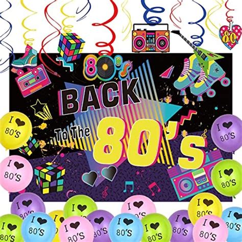 JOYMEMO 80S ธีมของตกแต่งงานปาร์ตี้กลับไปยัง80S ฉากหลังแขวนและหมุนย้อน ...