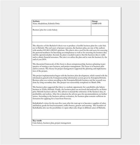 Bakery Business Plan Template - 15+ Samples (Word DOC, PDF Format)