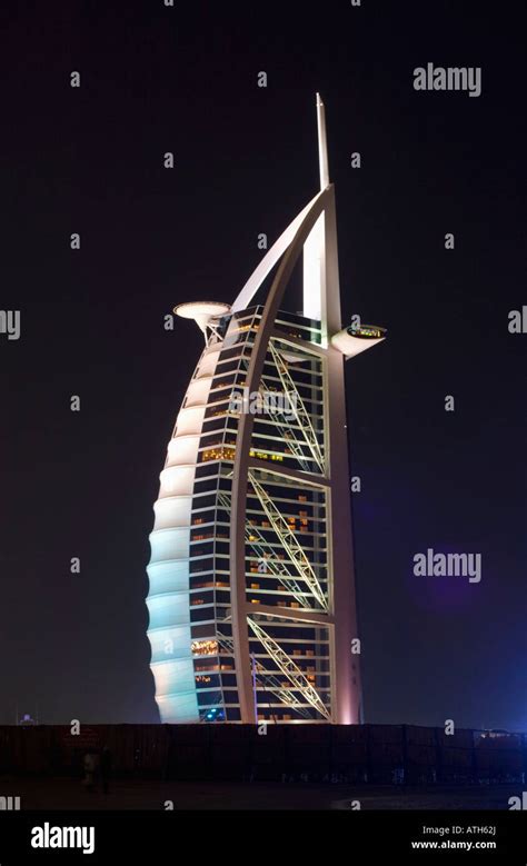 Burj Al Arab Hotel At Night Dubai United Arab Emirates Stock Photo - Alamy