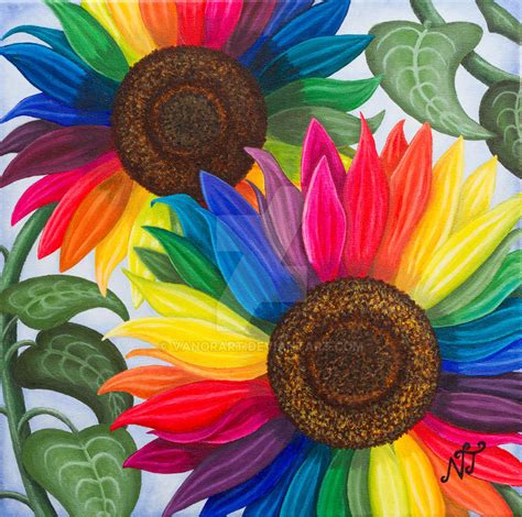 Rainbow Sunflowers by Vanorart on DeviantArt