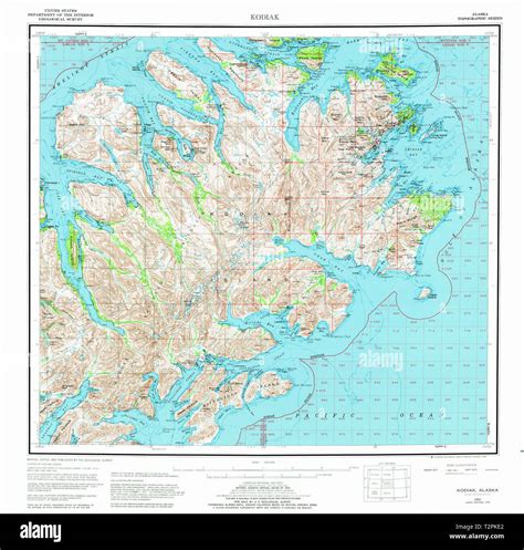 USGS TOPO Map Alaska AK Kodiak 361065 1952 250000 Restoration Stock ...