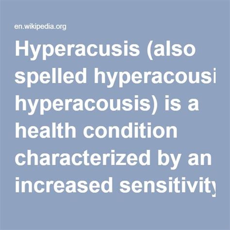 Hyperacusis | Health conditions, Health, Health and wellness