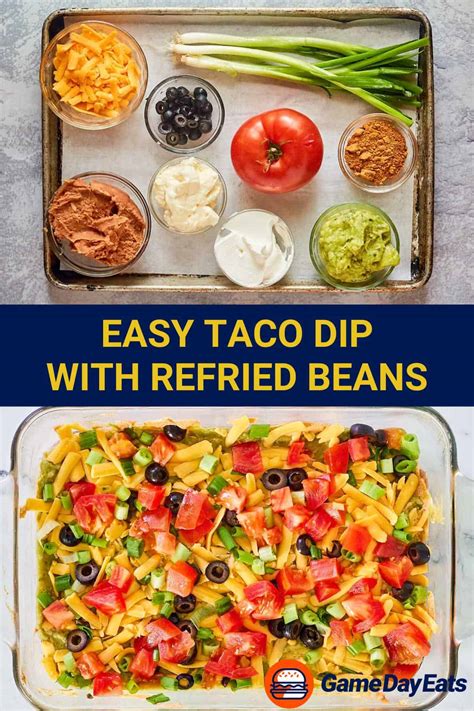 Easy Taco Dip with Refried Beans - Game Day Eats