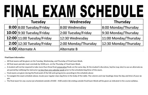 Final Exam Study Schedule Template