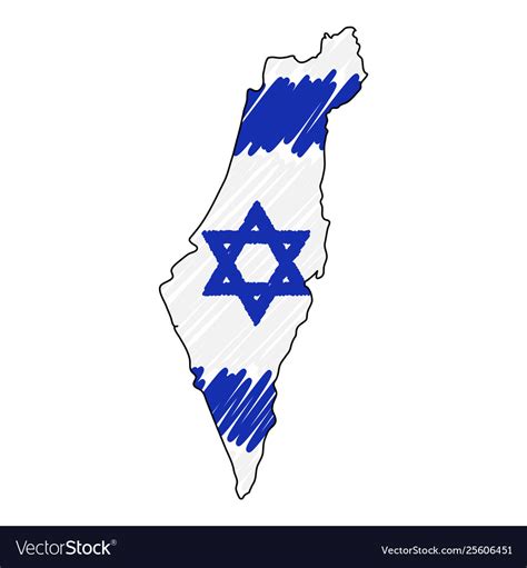 Israel map hand drawn sketch concept Royalty Free Vector