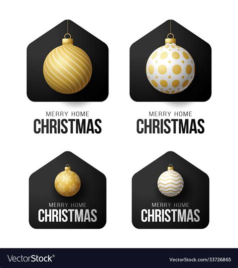 Set luxury gold merry home christmas 2020 card Vector Image