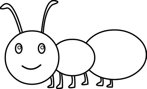 Cute Ant Coloring Page - Free Clip Art