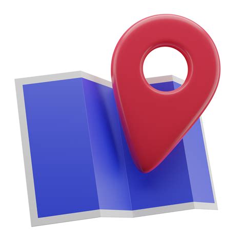 3D blue map with red pinpoint icon 8470416 PNG