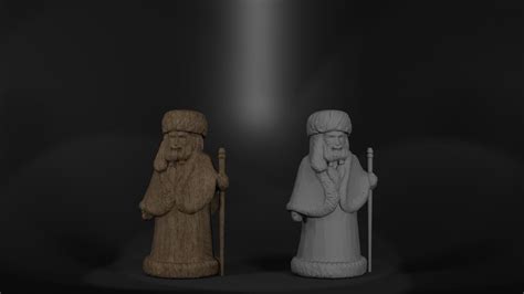 Father Frost in carved wood style 3D model 3D printable | CGTrader