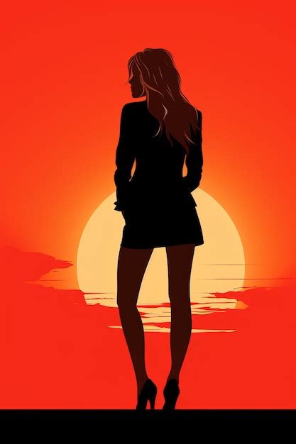 Premium AI Image | silhouette of a woman standing in front of a sunset