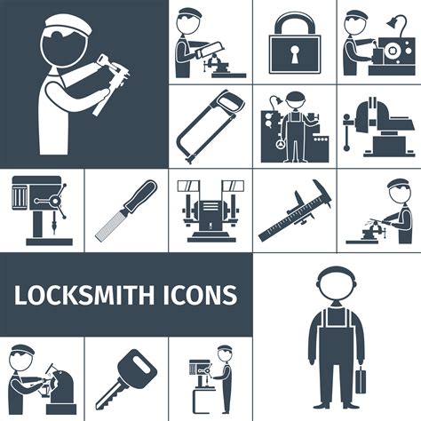 Locksmith Icons Black 469908 Vector Art at Vecteezy