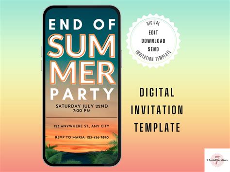 End of Summer Party Invitation. Sunset Themed Digital Invite - Etsy