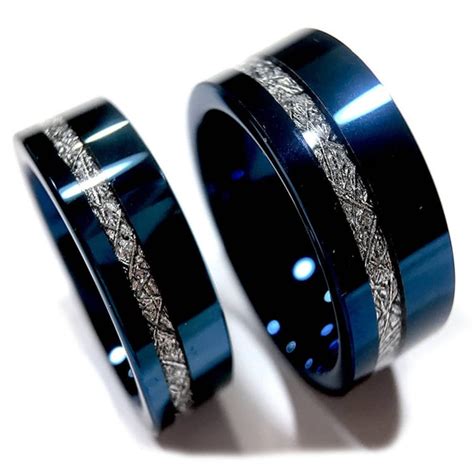 Blue Tungsten Wedding Bands Engagement Rings Tungsten Ring - Etsy