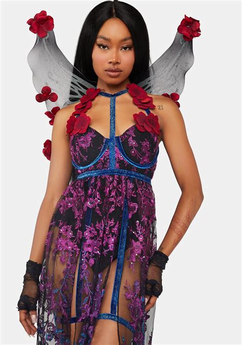 Sheer Maxi Floral Fairy Queen Costume Set - Multi – Dolls Kill