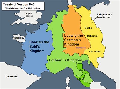 Treaty of Verdun: The division of the Carolingian Empire in 843 - Malevus