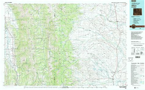 Afton topographical map 1:100,000, Wyoming, USA