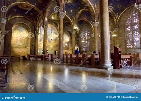 Interior View of the Church of All Nations or the Basilica of the Agony on the Mount of Olives ...