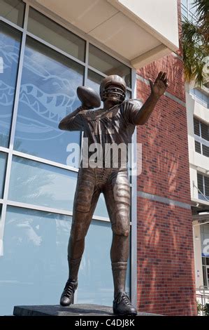 Bronze statue of Steve Spurrier, Heisman trophy winner, stands in front ...