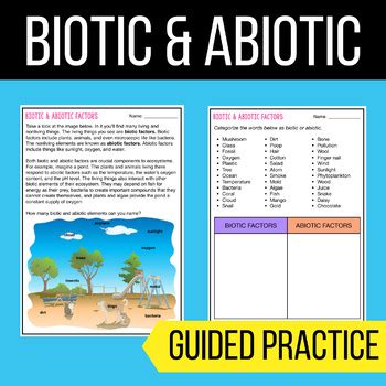 Biotic & Abiotic - Reading Comprehension Worksheets