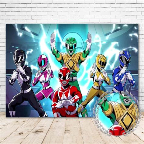 Buy Green Power Ranger Backdrop 7x5 Happy Birthday Background Super Hero Power Rangers Steel ...