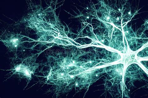 Blue Neurons Firing Electrical Signals, Generative AI Stock ...