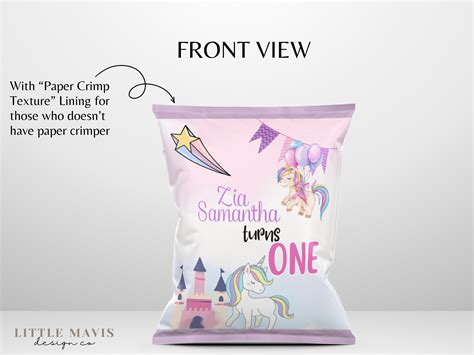 Unicorn Chip Bag Template L Unicorn Ready to Print Chip Bag L - Etsy