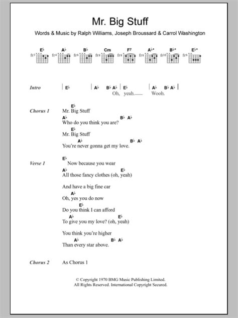 Mr. Big Stuff Sheet Music | Jean Knight | Guitar Chords/Lyrics