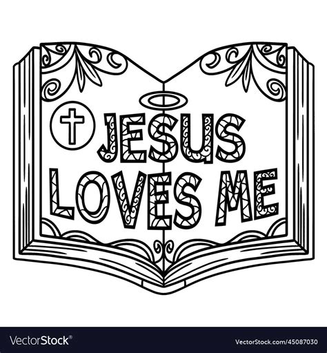 Christian jesus loves me isolated coloring page Vector Image