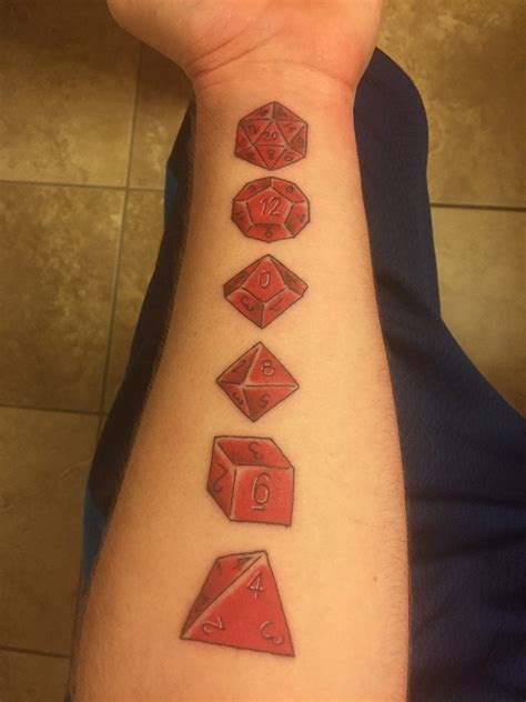 Got a dice set as my first tattoo today! [OC] : r/DnD