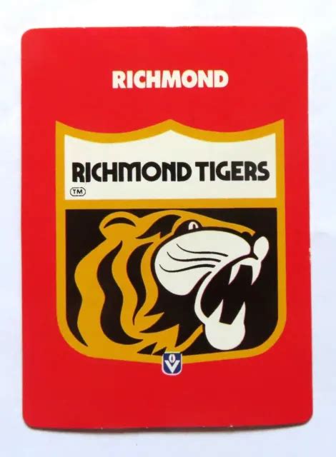 1989 SCANLENS VFL Card: RICHMOND TIGERS Logo Card #106 $2.63 - PicClick