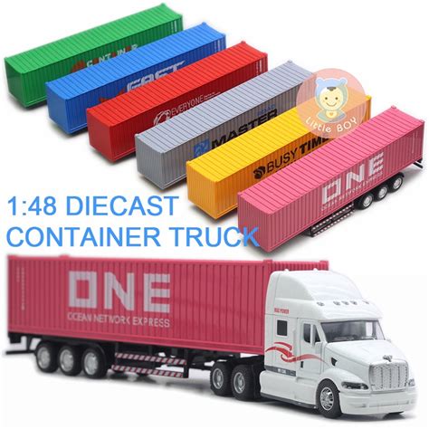 Alloy toy car 1:48 American truck Container trailer Container truck ...