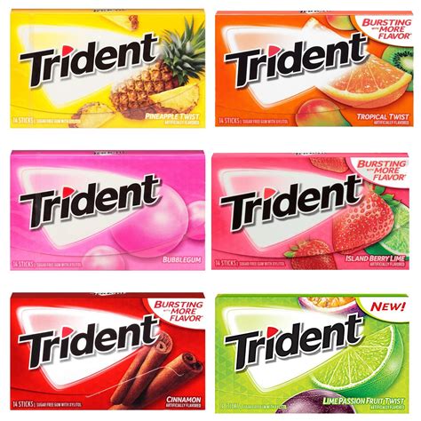 Buy Trident Sugar Free Six Variety Flavour Chewing Gum with Xylitol 14 Sticks 39g (2 of Each ...