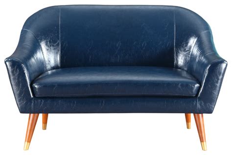 Mid Century Modern Bonded Leather Living Room Loveseat - Midcentury - Loveseats - by SofaMania