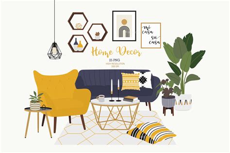 Home Decor Clip Art Set 1, Furniture Clipart (836882) | Illustrations ...