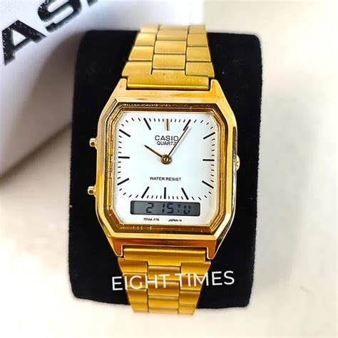 Casio A168W Gold White Dial Dual Time Stainless Steel Watch for Men and Women Unisex | Lazada PH