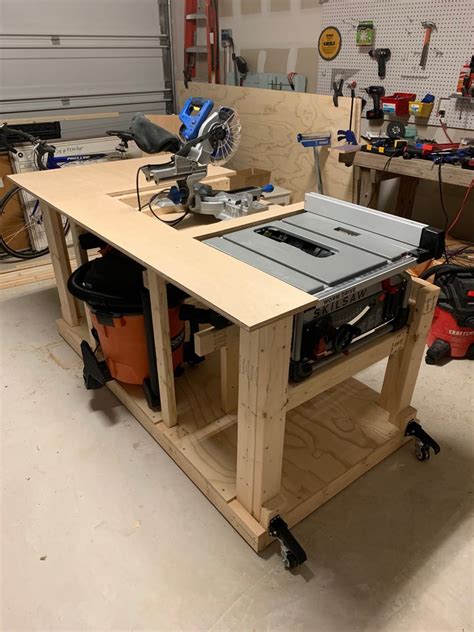 Mobile Workbench With Built-in Table & Miter Saws : 8 Steps (with Pictures) - Instructables