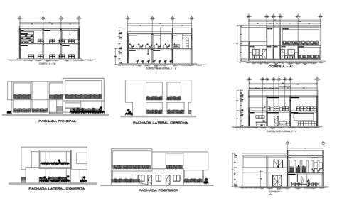 Autocad drawing of cafe's elevations - Cadbull