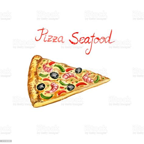 Watercolor Drawing Pizza Stock Illustration - Download Image Now - Cut Out, Dinner, Drawing ...