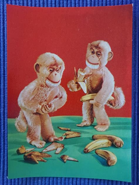 Old Postcard Monkeys Bananas Stomach Ache Plush Max Carl? Steiff? | eBay