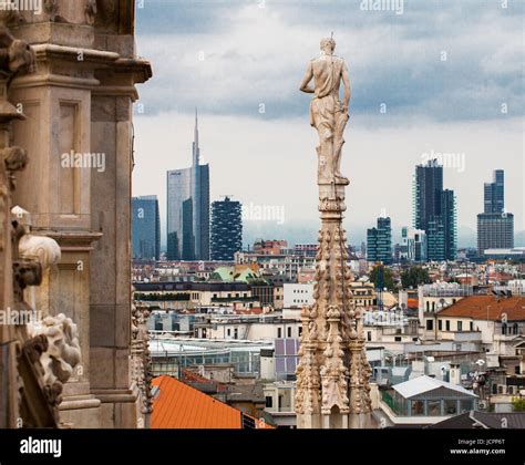 Aerial view of Milan from Duomo roof terrace, Italy Stock Photo - Alamy