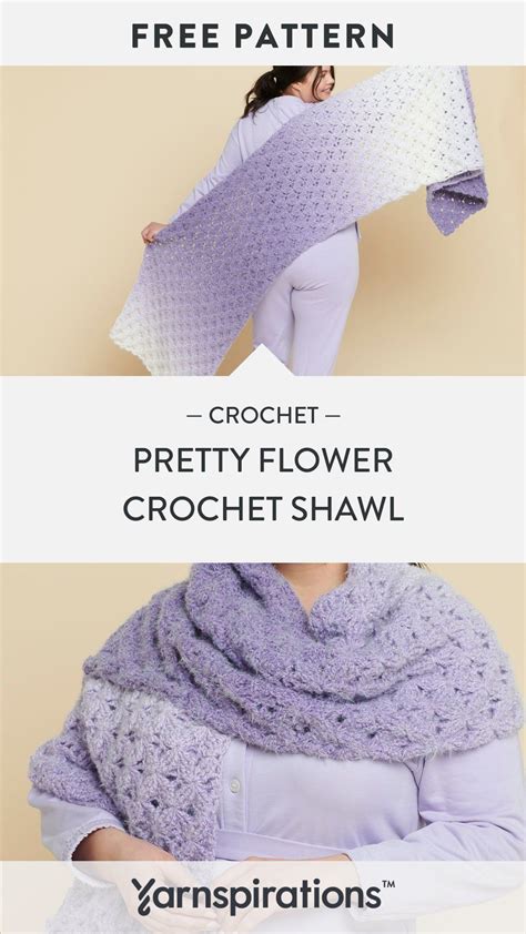 Free Intermediate Caron Pretty Flower Crochet Shawl Crochet Pattern | Yarnspirations | Sjaal ...