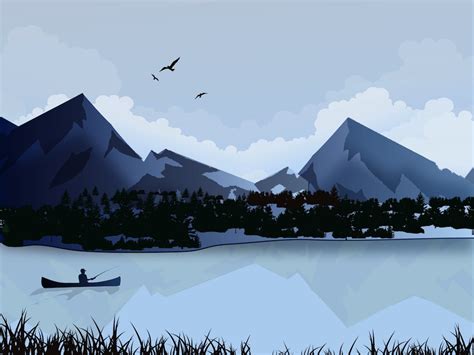 Lake Landscape Vector Art & Graphics | freevector.com